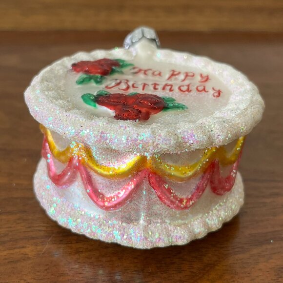 Merck Family's Old World Christmas Happy Birthday Cake Glass Ornament Retired - Picture 5 of 7